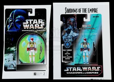 Lot # 167: Two Unproduced Boba Fett Bounty Hunter Cardback Concept Prints