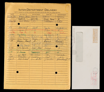 Lot # 419: Marcia Lucas-Signed Lucasfilm Corporate and Inter-Department Delivery Envelopes