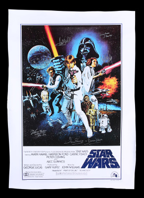 Lot #8 - STAR WARS: A NEW HOPE (1977) - Autographed One-Sheet "Style C" Canvas Poster