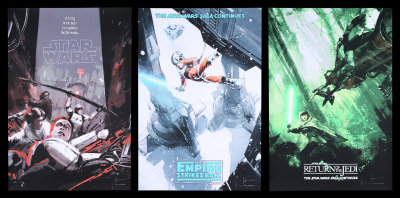 Lot #219 - STAR WARS ORIGINAL TRILOGY (1977-83) - Jock Collection: Three Mondo Posters - Portrait Style, 2016-18