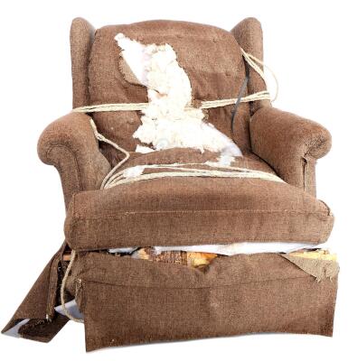 Lot # 26: THE HOUSE WITH A CLOCK IN ITS WALLS - Jonathan Barnavelt's (Jack Black) Torn-up Chair with Stuffing