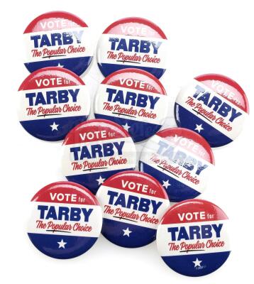 Lot # 40: THE HOUSE WITH A CLOCK IN ITS WALLS - Ten "Vote for Tarby" (Sunny Suljic) Buttons