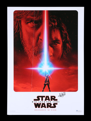 Lot #328 - STAR WARS: THE LAST JEDI (2017) - German Poster, 2017, Autographed by Mark Hamill