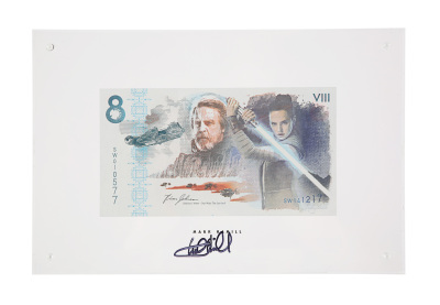 Lot #329 - STAR WARS: THE LAST JEDI (2017) - Limited Edition Commemorative Banknote Commemorative Set, 2017, Autographed by Mark Hamill and Rian Johnson