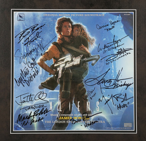 Lot #18 - ALIENS (1986) - Framed Cast-Autographed Soundtrack Cover