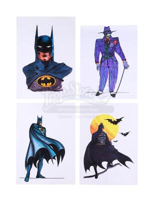 Lot #79 - BATMAN (1989) - Bob Ringwood Printed Production Costume Designs for Batman (Michael Keaton) and the Joker (Jack Nicholson)