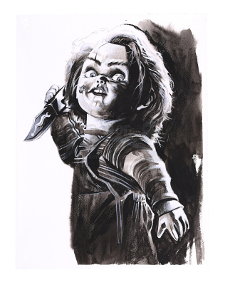 Lot #165 - CHILD'S PLAY (1988) - Hand-painted Chucky UK DVD Artwork (2004)