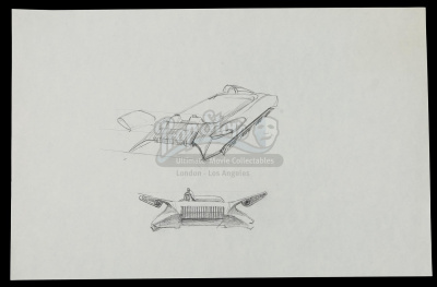 STAR WARS: RETURN OF THE JEDI (1983) - Ralph McQuarrie Hand-Drawn Illustration — Tatooine Skiff Rear