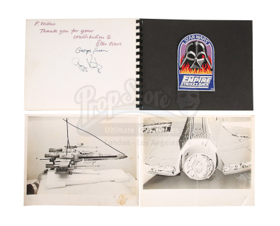 Lot #696 - STAR WARS: A NEW HOPE (1977) - Autographed Crew Photo Book, Two Workshop Stills and Crew Patch