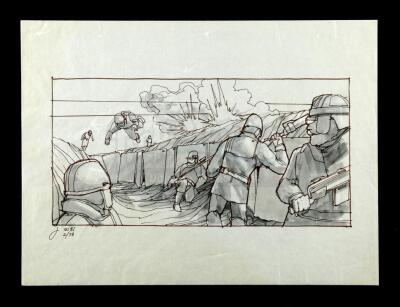 Lot #734 - STAR WARS: THE EMPIRE STRIKES BACK (1980) - Hand-drawn Joe Johnston Rebel Troopers on Hoth Storyboard