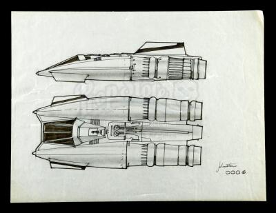 Lot #738 - STAR WARS: THE EMPIRE STRIKES BACK (1980) - Hand-drawn Joe Johnston Snowspeeder Concept Sketch